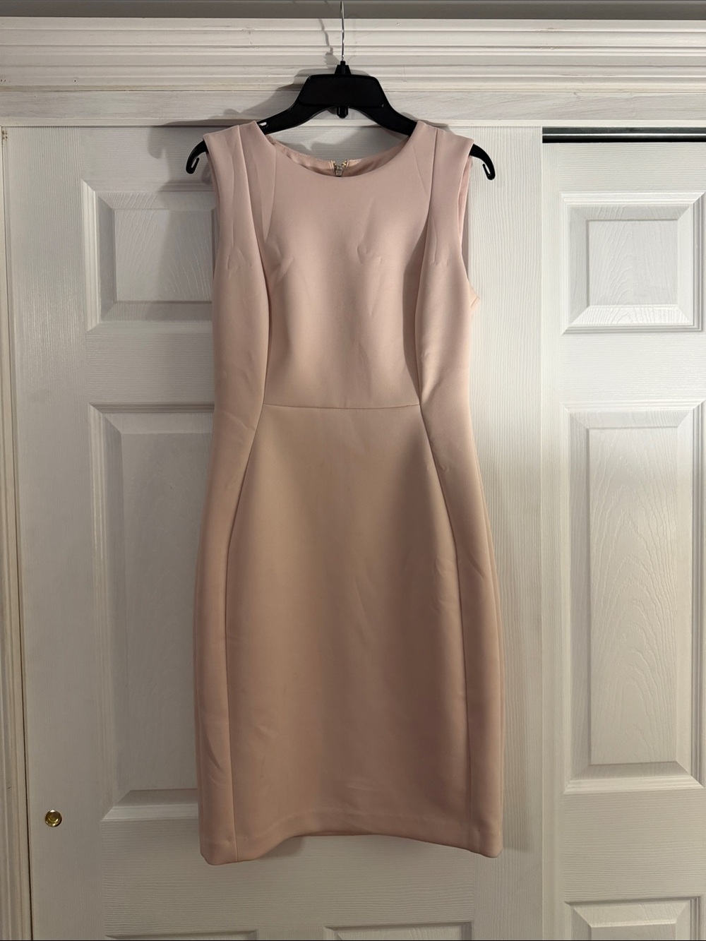 Calvin Klein Sleeveless Midi Sheath Dress in Pale Blush